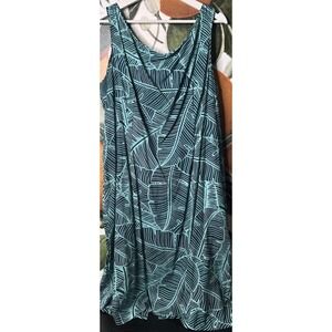 Hilo Hattie 2Xl Sleeveless Floral Green Hawaiian Dress Back Zip